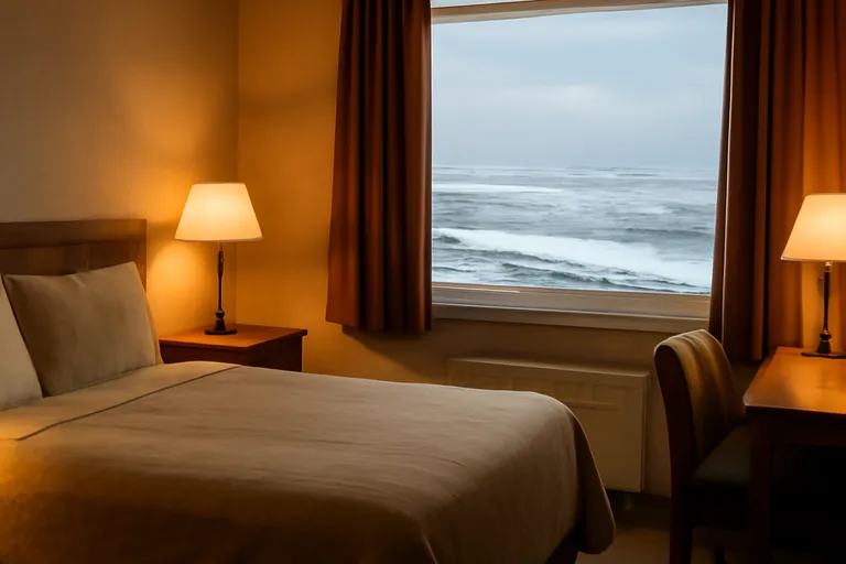 Chambre d'auberge nordique avec vue sur la toundra du Nunavik