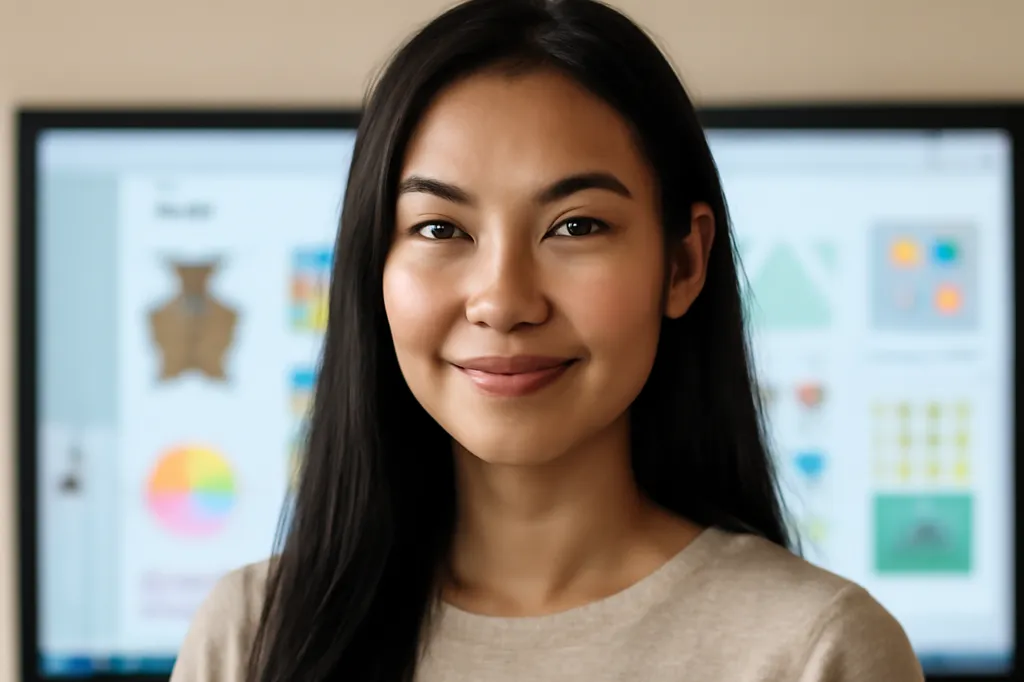 Enseignante inuit devant un tableau numérique interactif en classe