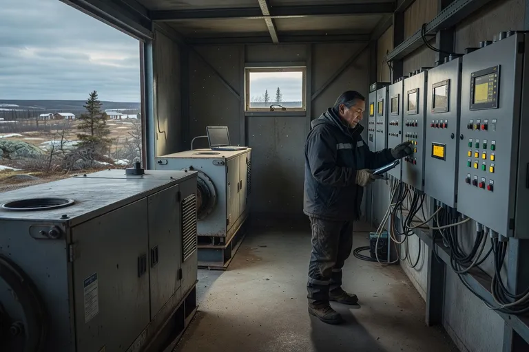 Génératrice diesel intégrée à un microgrid hybride dans un local technique nordique
