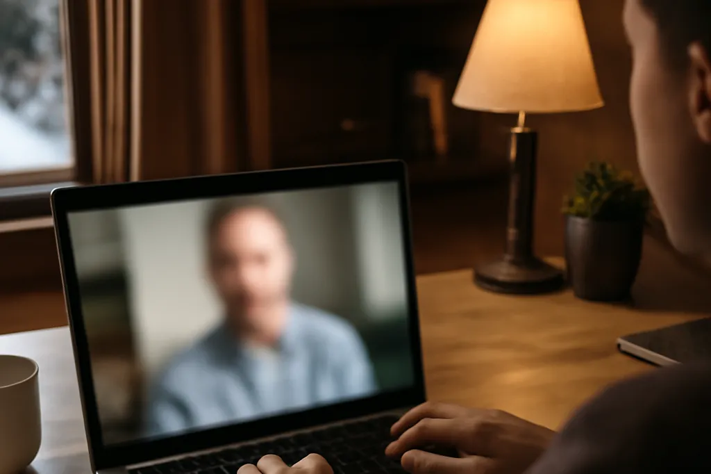Consultation de télépsychologie par visioconférence depuis un domicile nordique