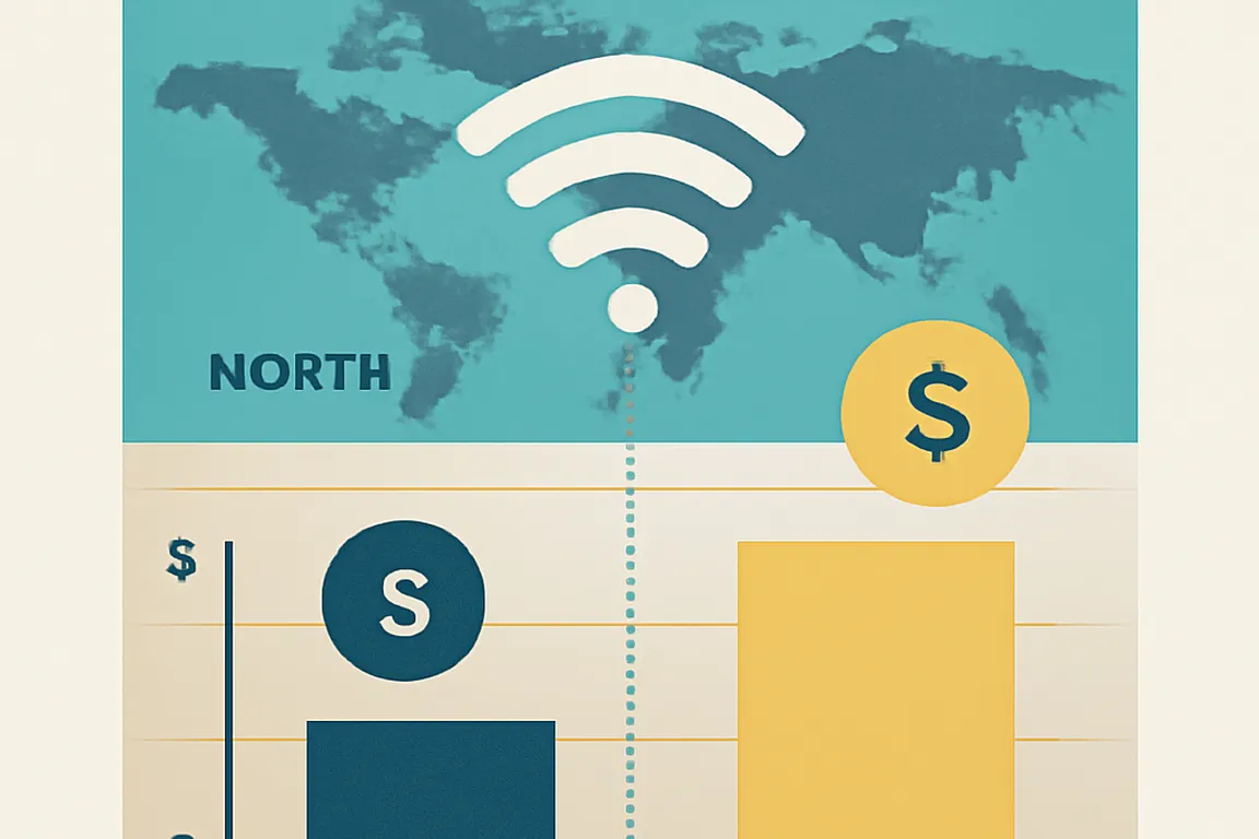 Visualisation éditoriale de l'écart de coûts internet entre le nord et le sud du Québec
