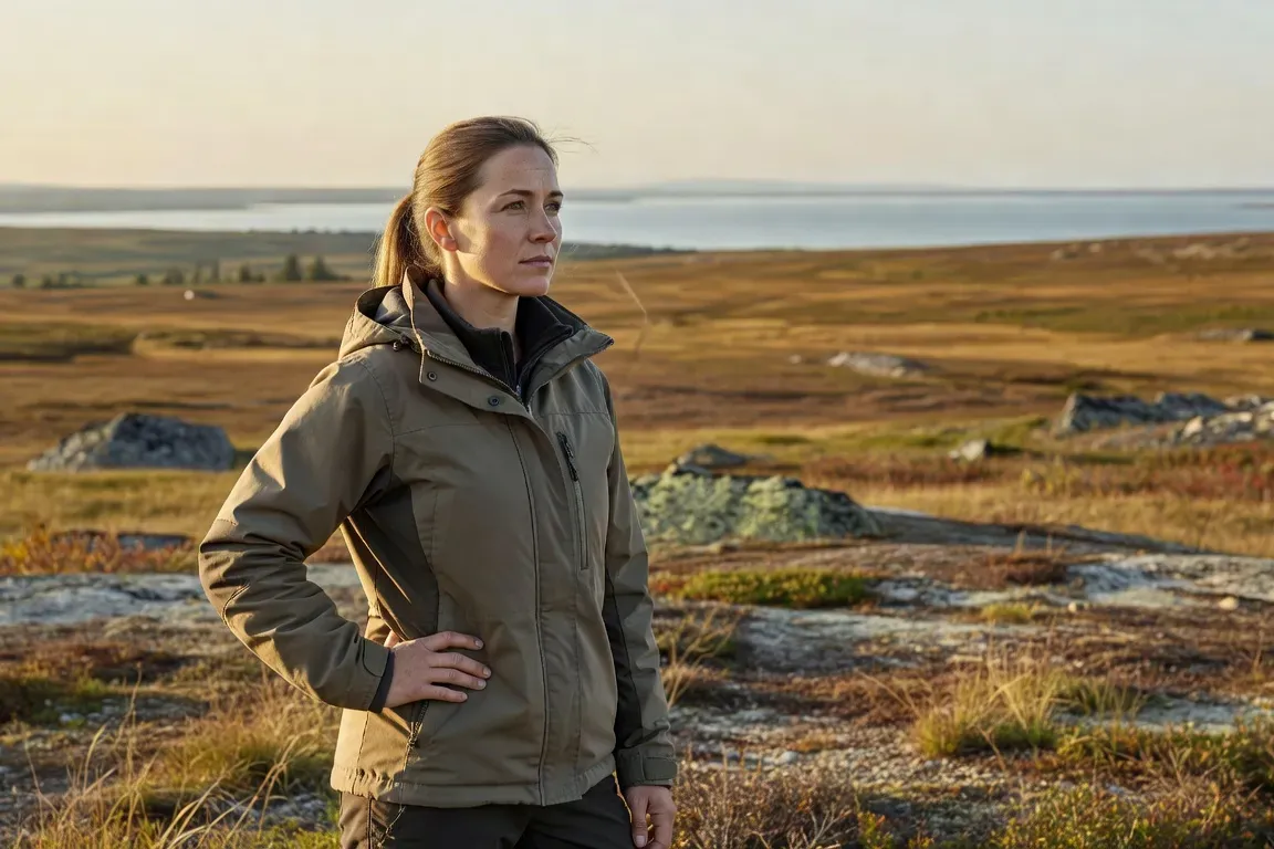 Portrait d'une accompagnatrice de voyage au Nunavik dans la toundra arctique