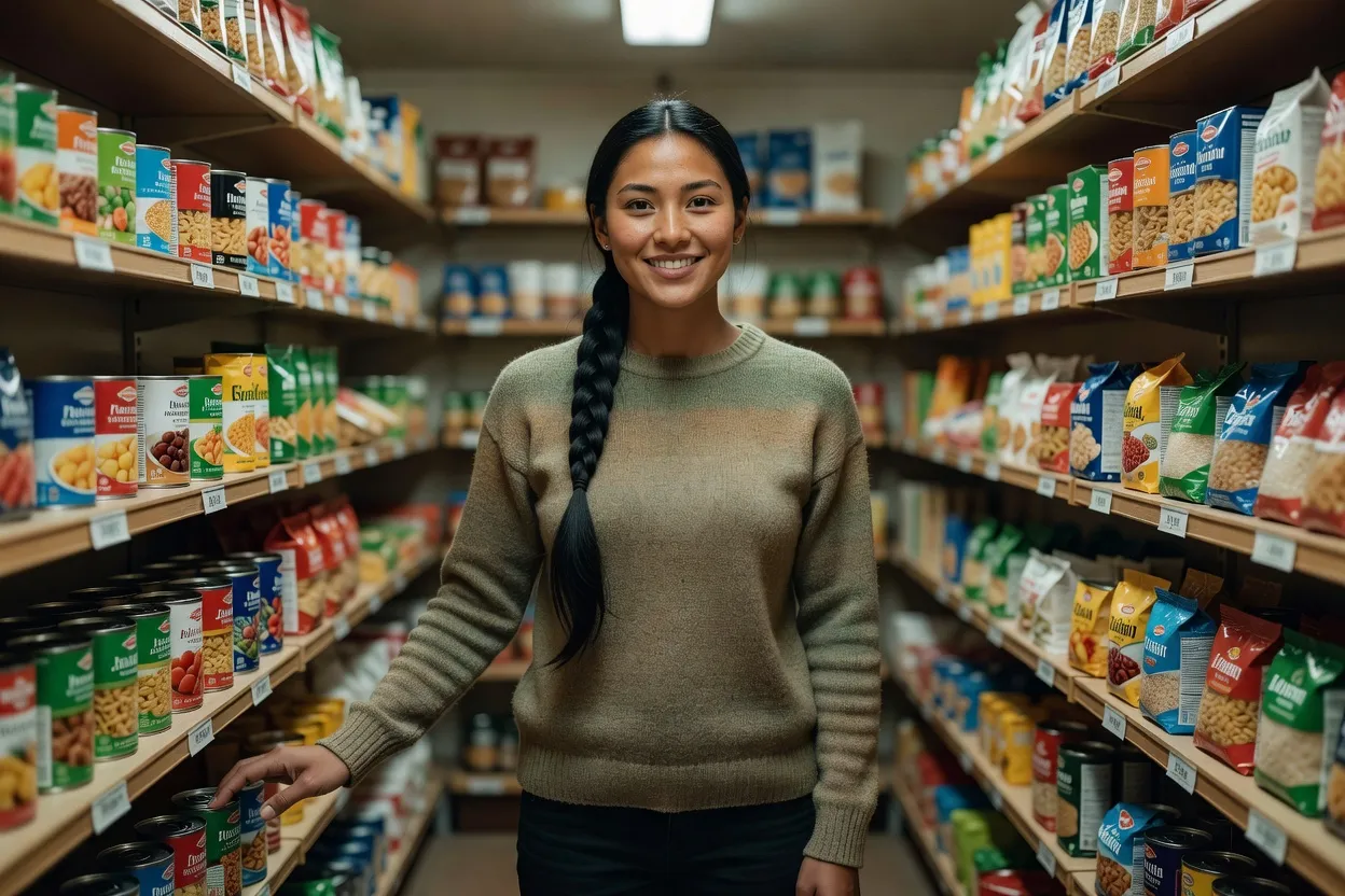 Étagères d'une coopérative alimentaire au Nunavik